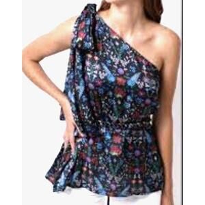 Kleid for Her Salwa Blouse - Women XSmall One-Shoulder Floral Top w/Braided Belt